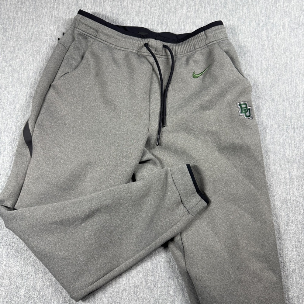 Nike Sweatpants Mens M Grey Dri-Fit Baylor Bears NCAA Fleece Jogger Athletic Gym